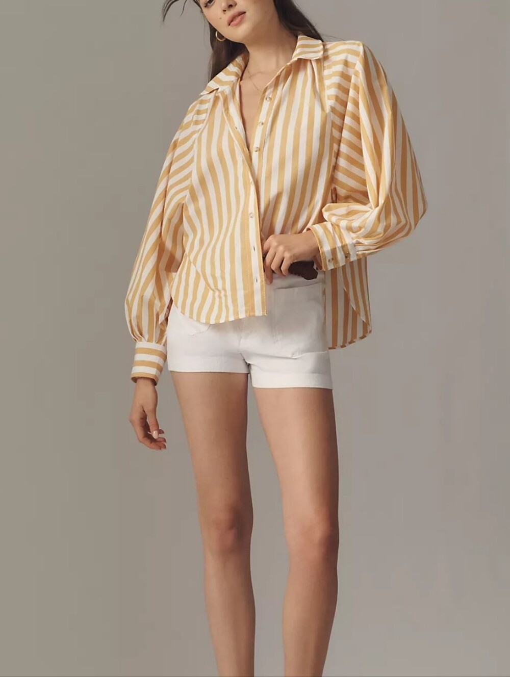 Anthropologie Pilcro The Bailey Boyfriend Batwing Button Down Blouse Women's Med